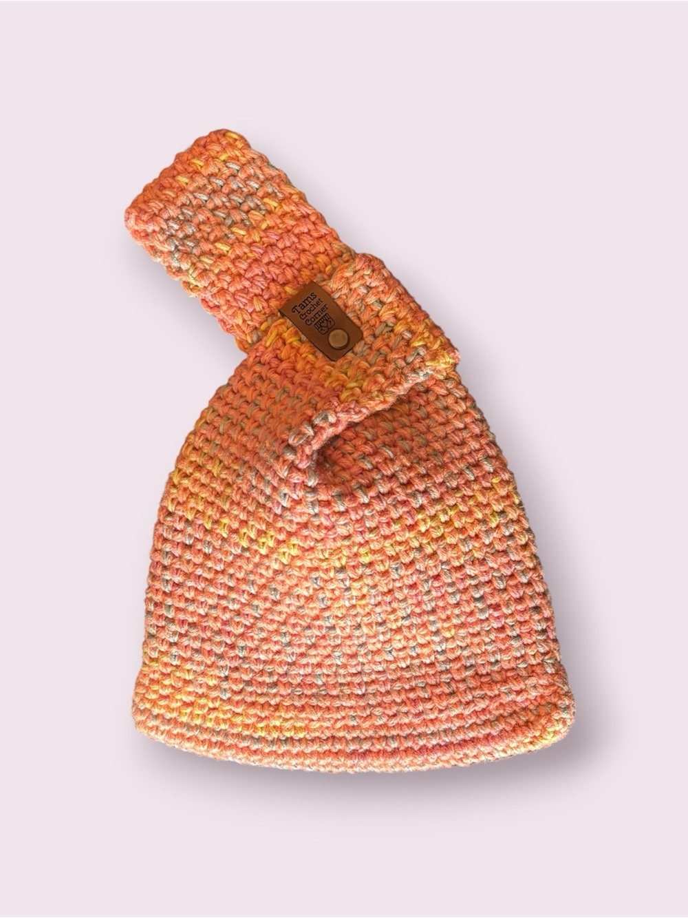 Peach Crochet Japanese Knot Wristlet